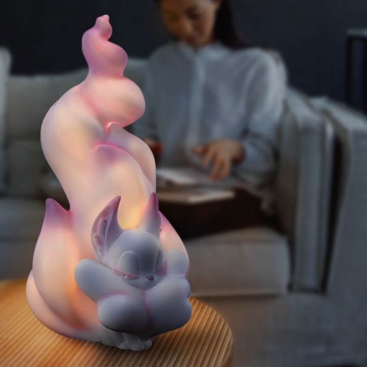 Closing eyes praying fox lamp, room decoration, romantic gift for girlfriend