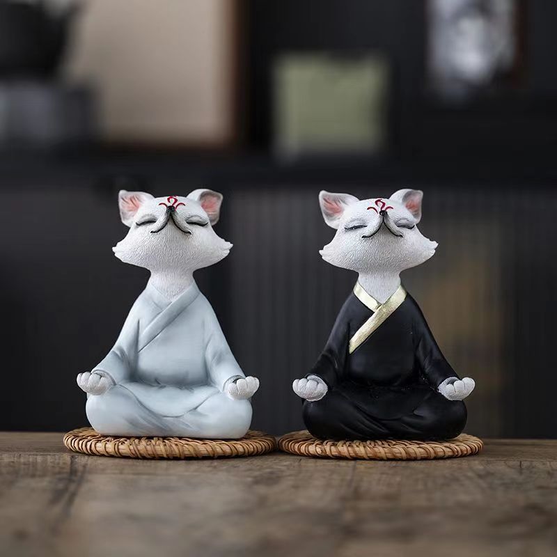 Buddhist meditating fox room, car and office decoration