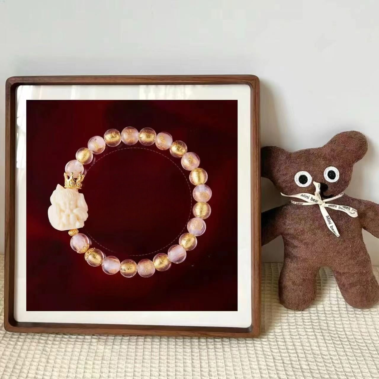 Nine-tailed fox ceramic and crystal designed bracelet