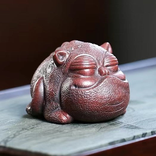 Yixing Purple Clay Tea Pet Swallowing Gold Beast Three-legged Golden Toad Pixiu Ornament