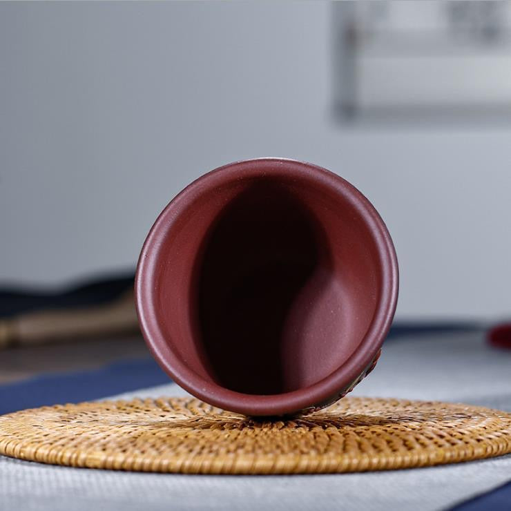 Yixing purple sand pure handmade flower and bird clay painting Teacup