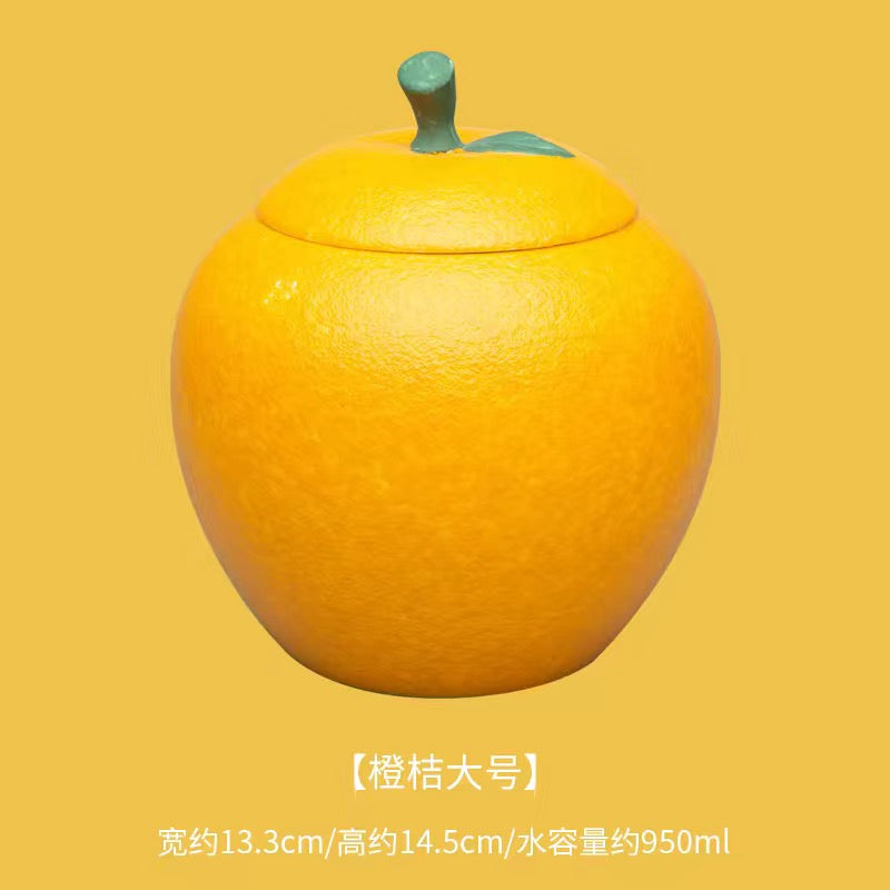 Ceramic Kumquat Large Tea Caddy jar