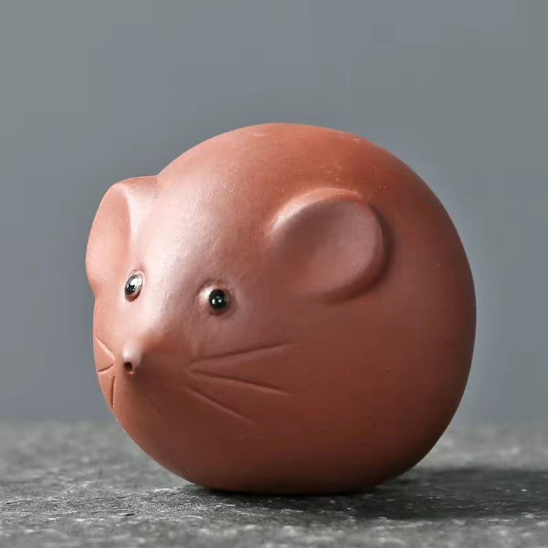 Little cute mouse decoration purple clay tea pet