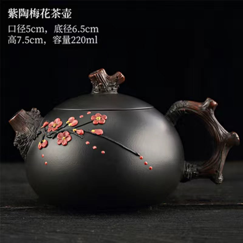 Yunnan Jianshui purple pottery purple sand teapot pure handmade high-end plum blossom set
