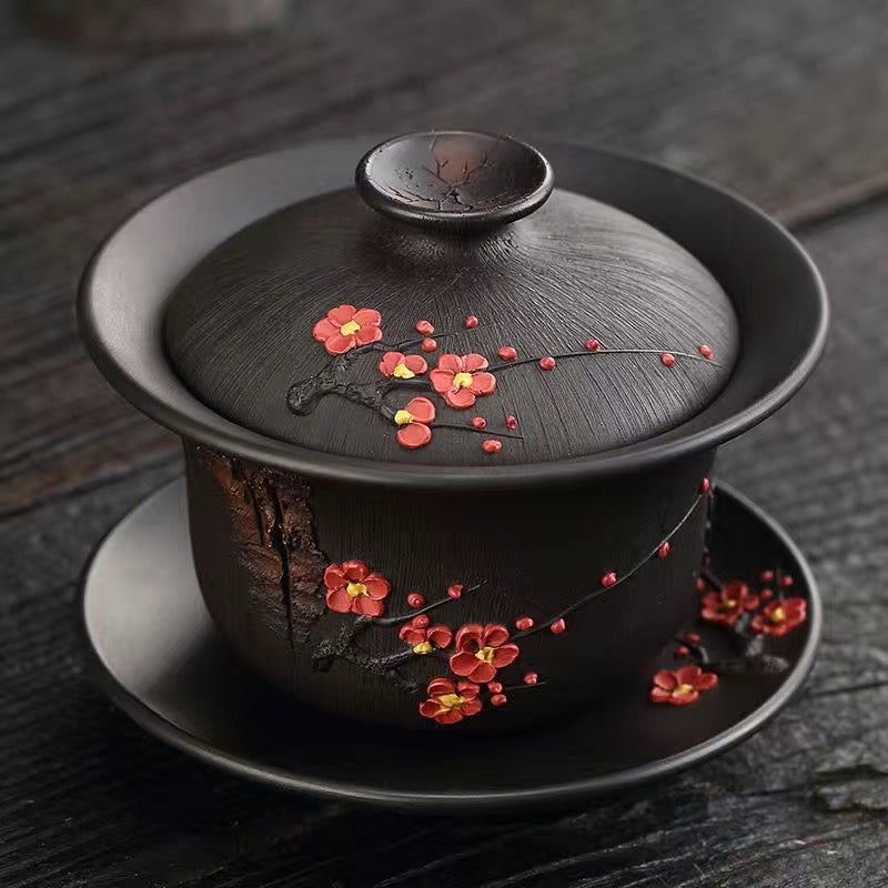Yunnan Jianshui purple pottery purple sand teapot pure handmade high-end plum blossom set