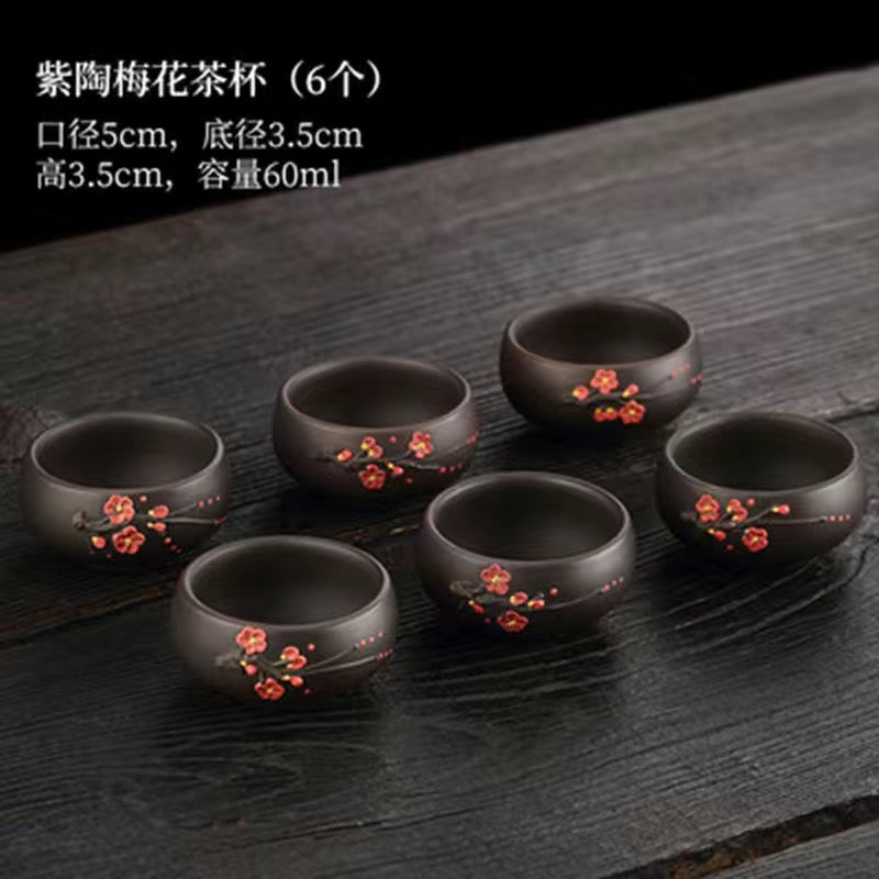 Yunnan Jianshui purple pottery purple sand teapot pure handmade high-end plum blossom set