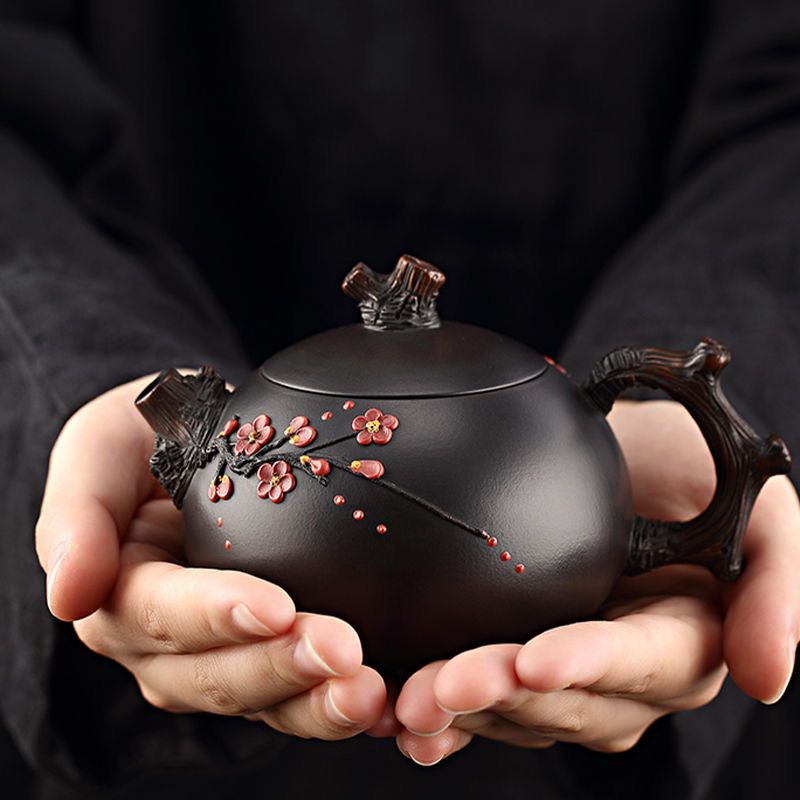 Yunnan Jianshui purple pottery purple sand teapot pure handmade high-end plum blossom set