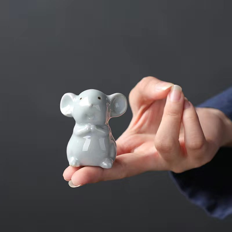 Ceramic Ge Kiln Tea Pet Flower Pet Mouse Cow Pig Elephant Chicken Ru Kiln Ornament