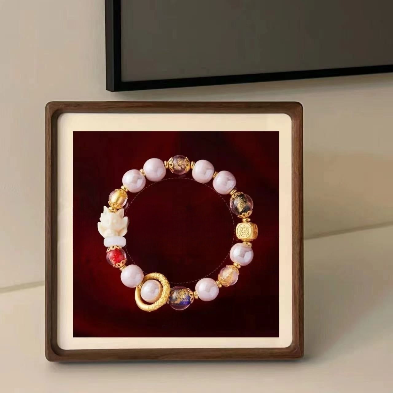Nine-tailed fox ceramic and crystal designed bracelet