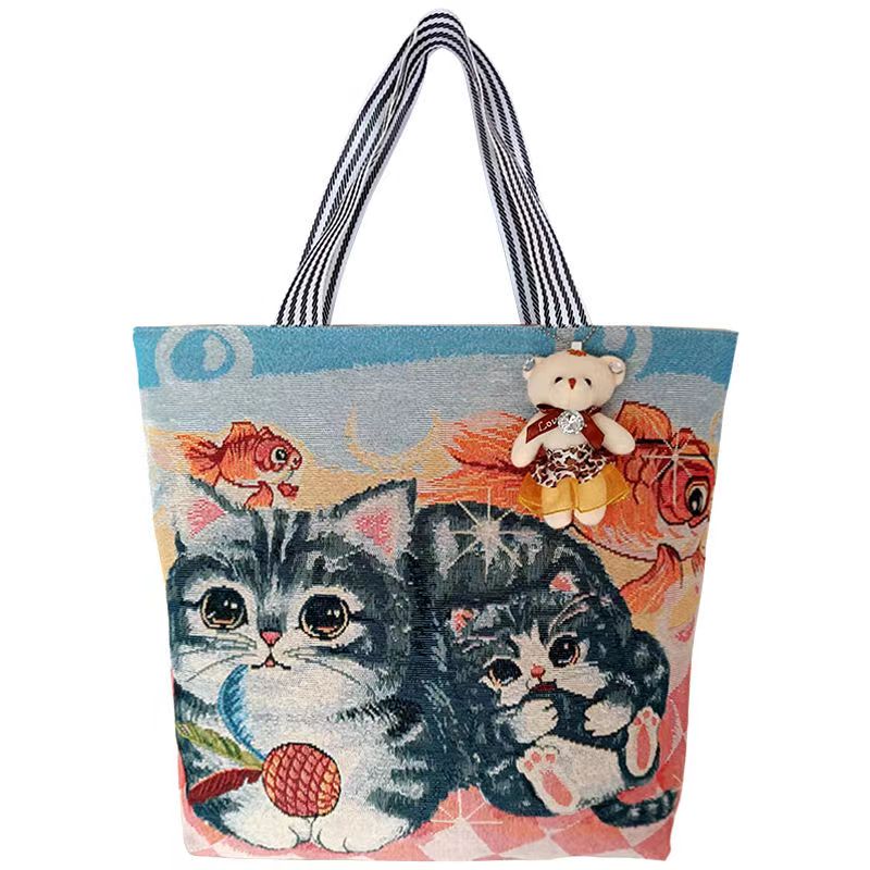 Large capacitty linen canvas shoulder bag