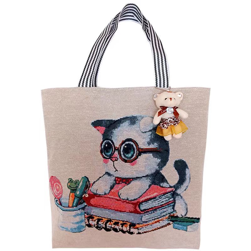 Large capacitty linen canvas shoulder bag