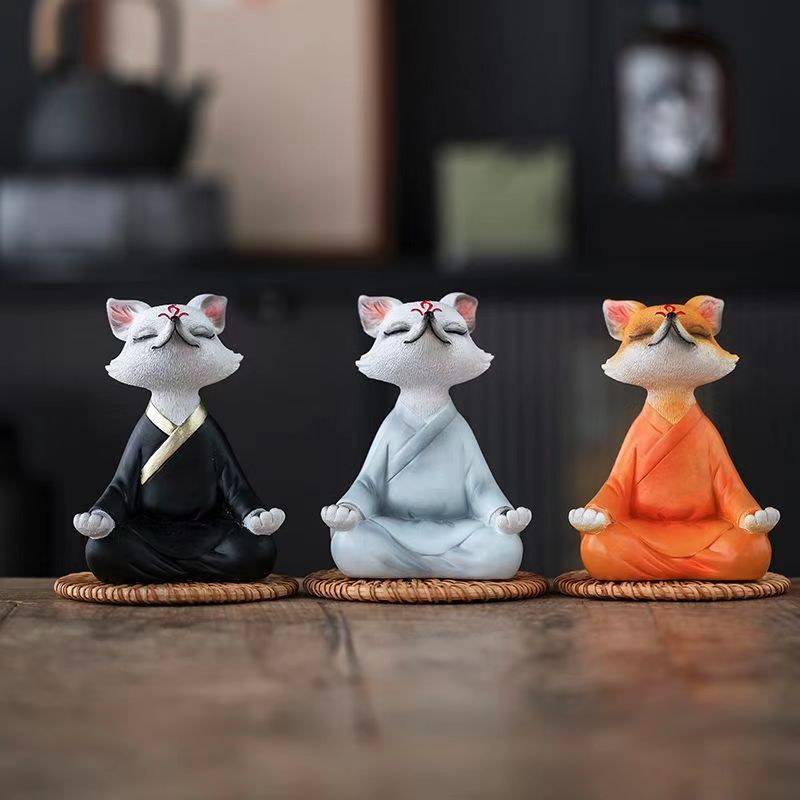 Buddhist meditating fox room, car and office decoration