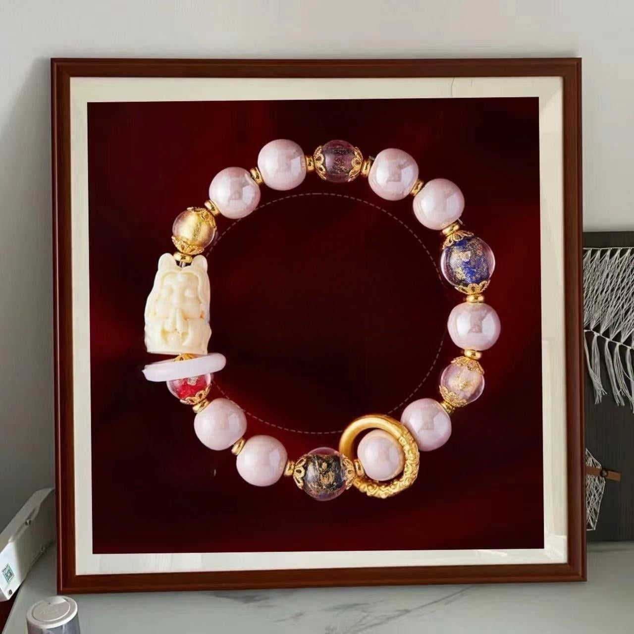 Nine-tailed fox ceramic and crystal designed bracelet