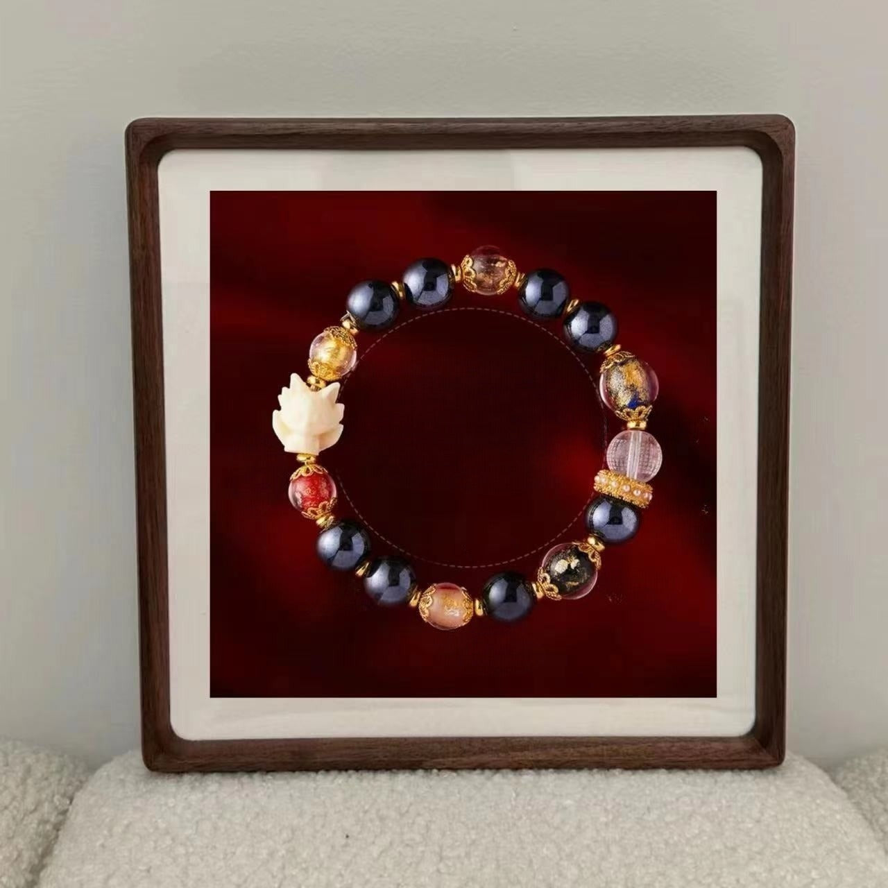 Nine-tailed fox ceramic and crystal designed bracelet