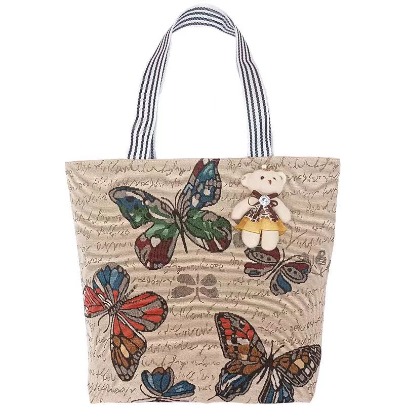 Large capacitty linen canvas shoulder bag