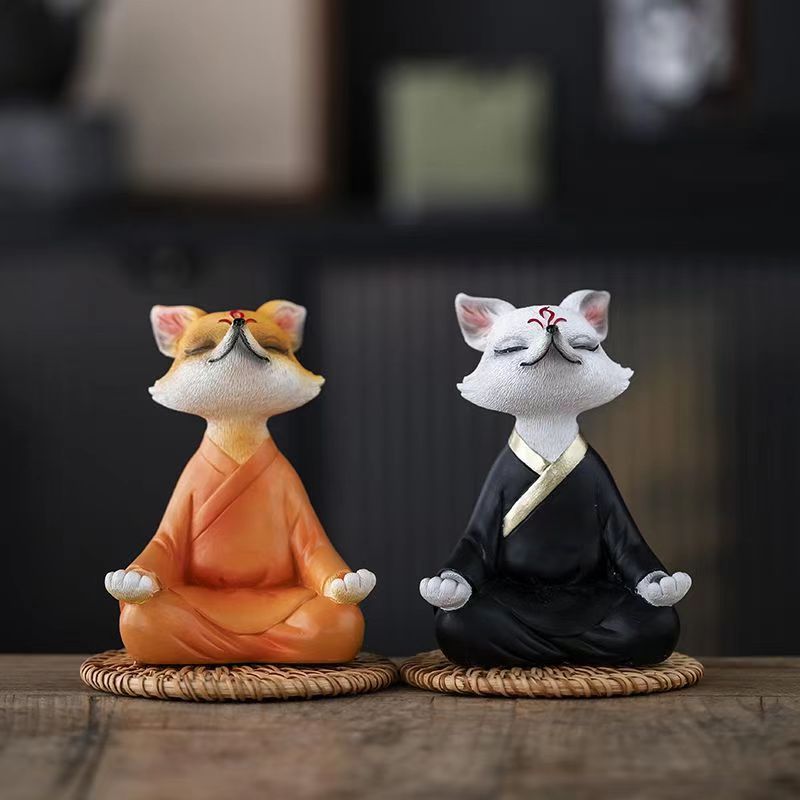 Buddhist meditating fox room, car and office decoration