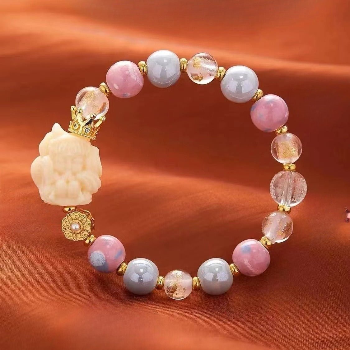 Nine-tailed fox ceramic and crystal designed bracelet