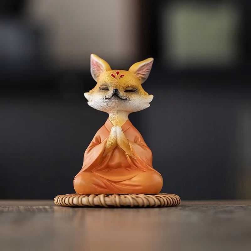Buddhist meditating fox room, car and office decoration