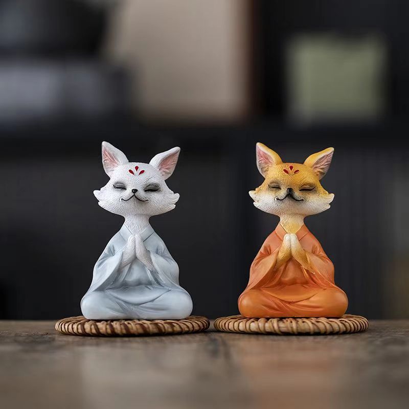 Buddhist meditating fox room, car and office decoration