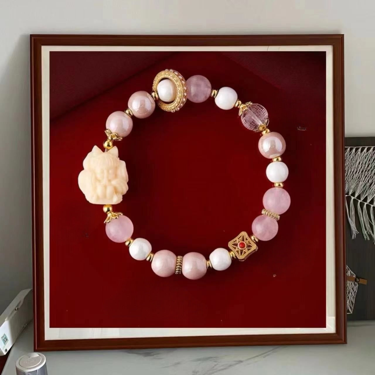 Nine-tailed fox ceramic and crystal designed bracelet
