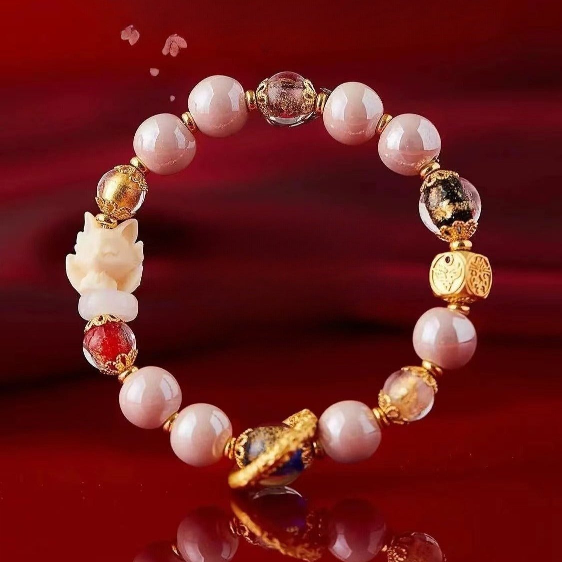 Nine-tailed fox ceramic and crystal designed bracelet