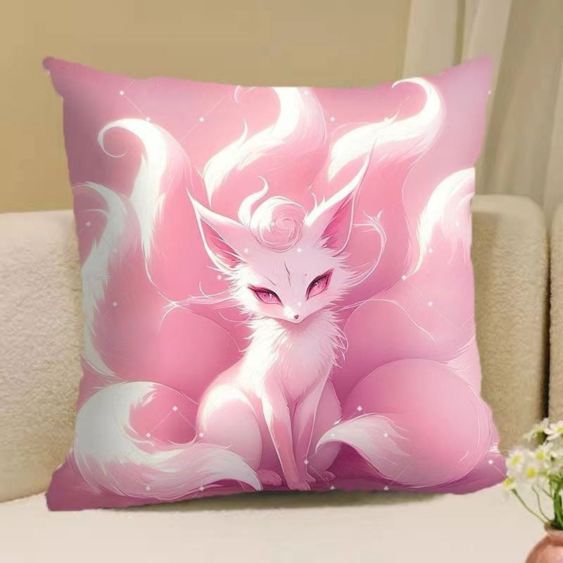 Cross-stitch nine-tailed fox pillow 3 sides zipper