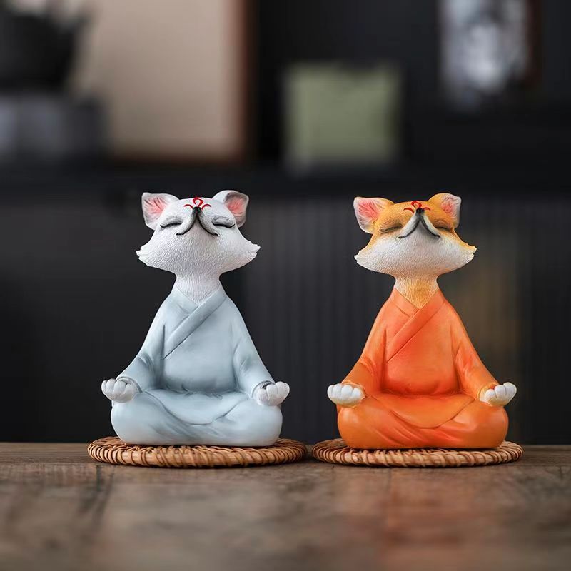 Buddhist meditating fox room, car and office decoration