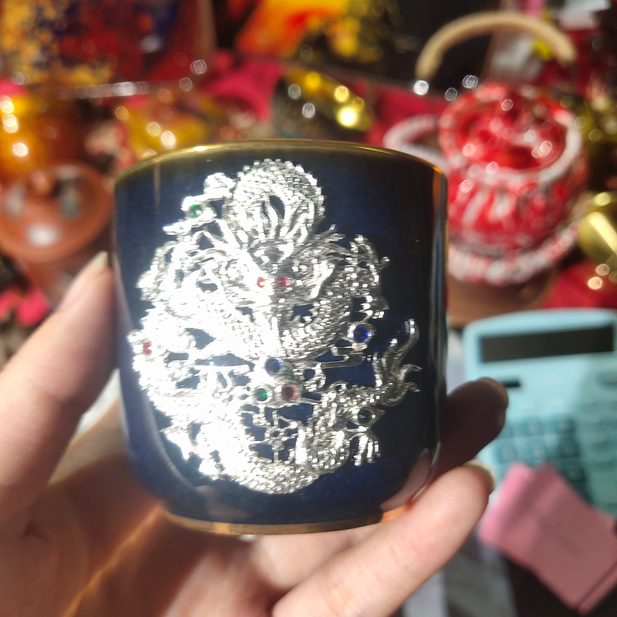 Gold/Silver dragon and phoenix Teacup Set