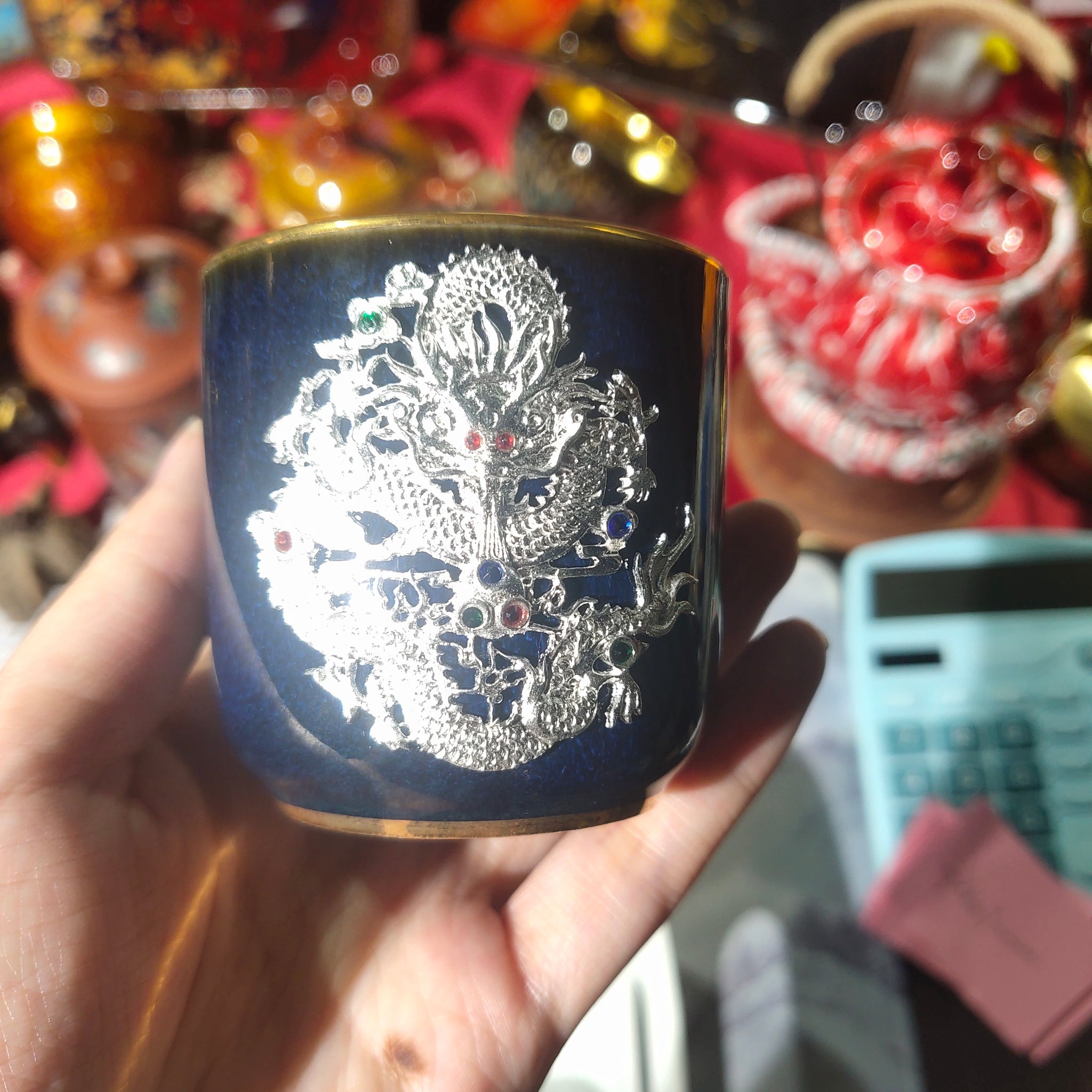 Gold/Silver dragon and phoenix Teacup Set