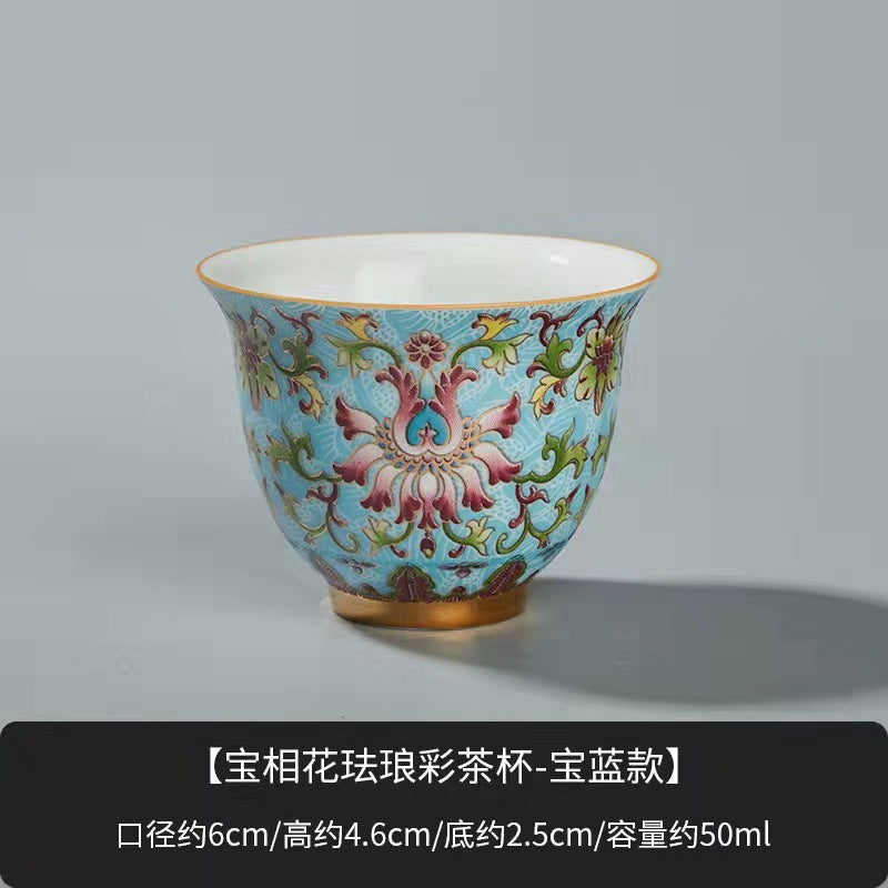 Enamel ceramic Gaiwan with pot holder teacup set