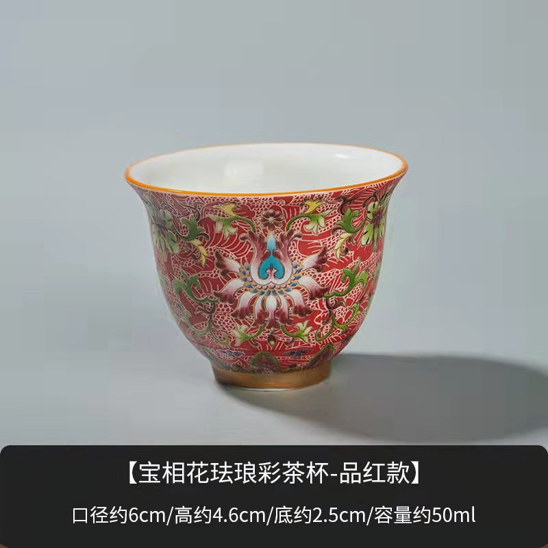 Enamel ceramic Gaiwan with pot holder teacup set