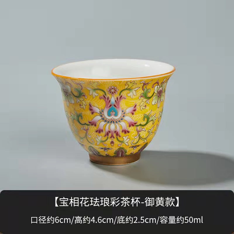 Enamel ceramic Gaiwan with pot holder teacup set