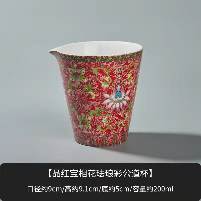 Enamel ceramic Gaiwan with pot holder teacup set
