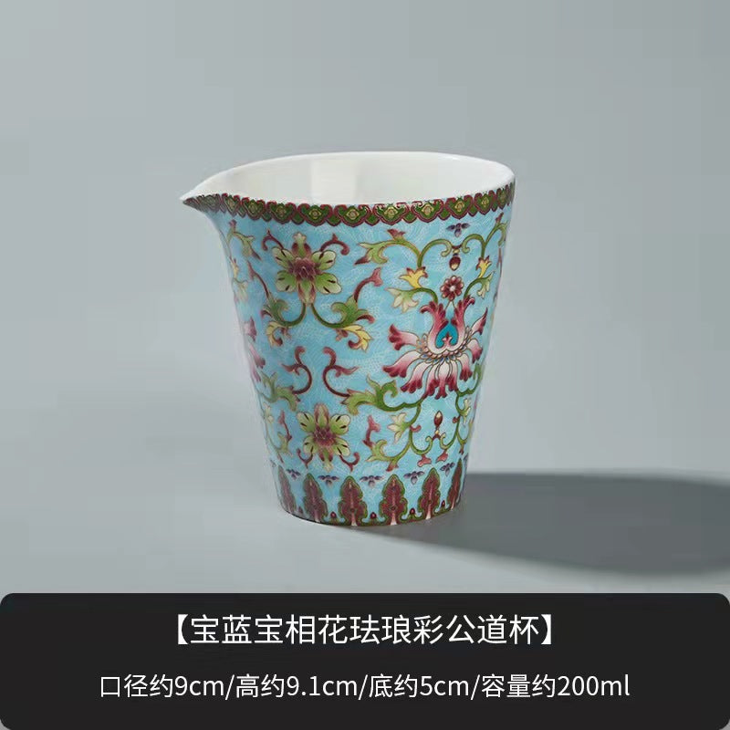 Enamel ceramic Gaiwan with pot holder teacup set