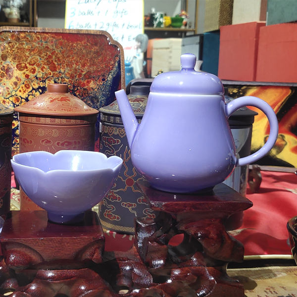 Handmade Smoked Purple Teacup/Teapot