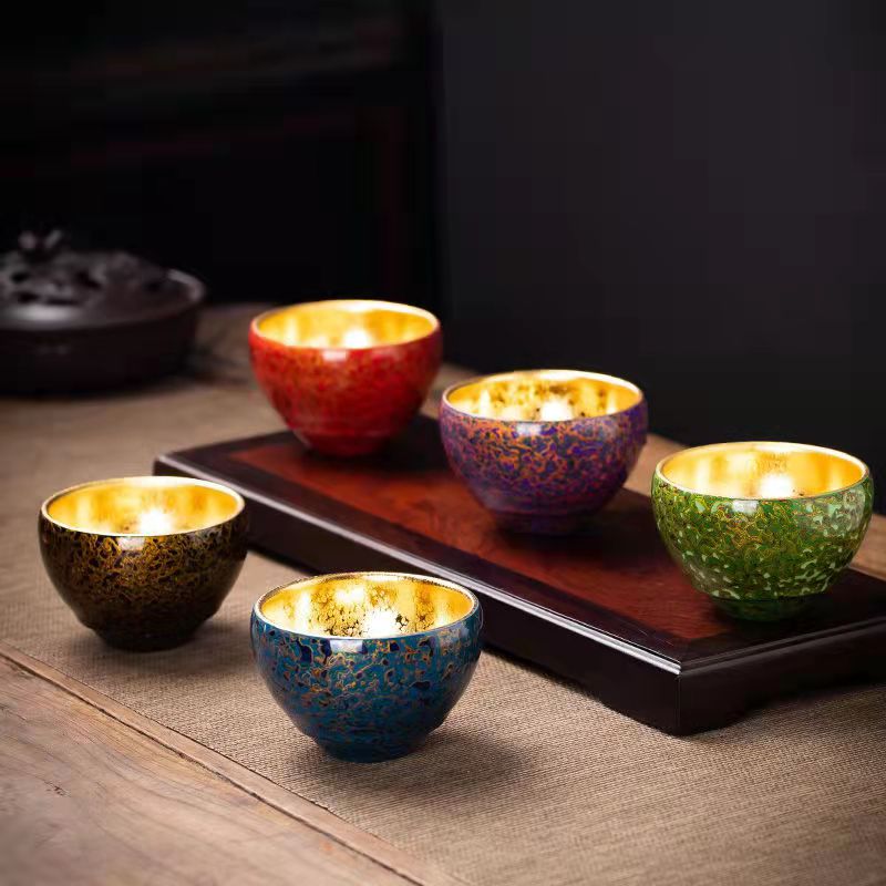 Master Collection--Different Colors Round Golden Daqi Lacquer Series Teacup (M150)