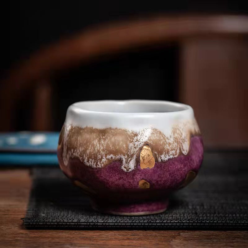Shino Yaki Purple Golden Teacup