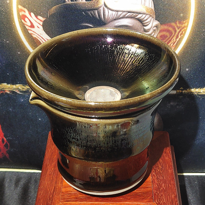 Master Collection--Green Yaobian Gaiwan/ Tea Filter Teacup (M141)