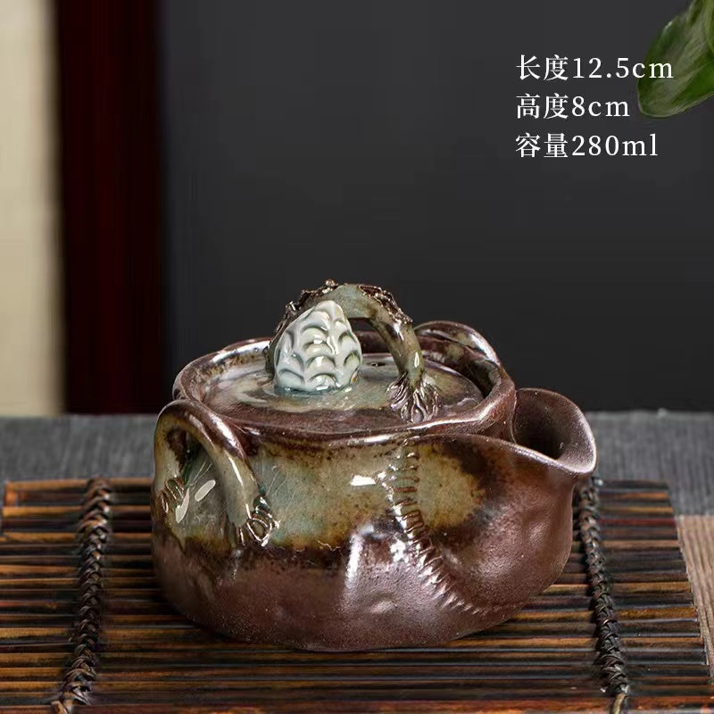 Firewood vintage rough pottery fully handmade teapot