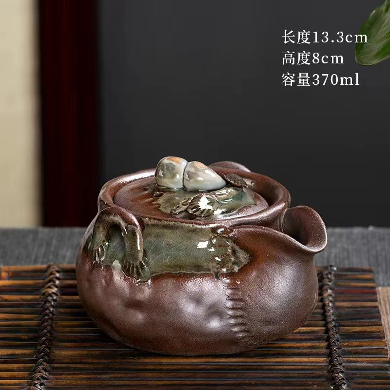 Firewood vintage rough pottery fully handmade teapot
