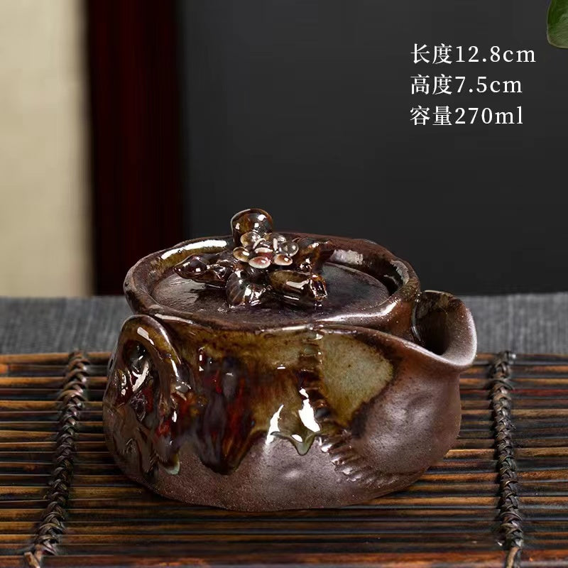 Firewood vintage rough pottery fully handmade teapot