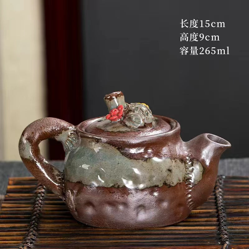 Firewood vintage rough pottery fully handmade teapot