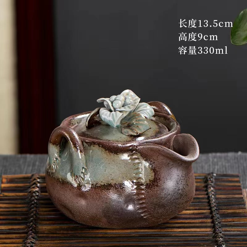 Firewood vintage rough pottery fully handmade teapot