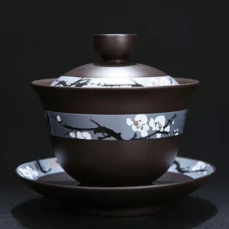 Dragon Ball Plum Blossom Purple Sand Teapot Teacup Tea Drain Set