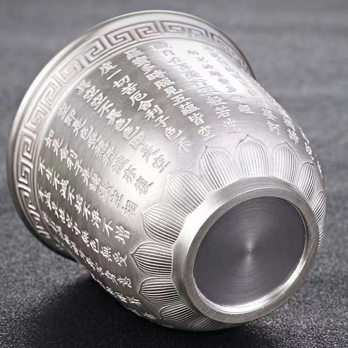 999 Sterling Silver Heart Sutra Master Cup Large Tea Cup( M171)