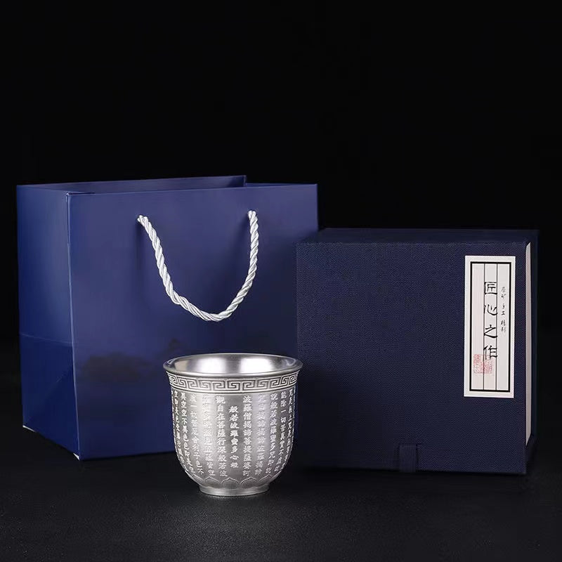 999 Sterling Silver Heart Sutra Master Cup Large Tea Cup( M171)