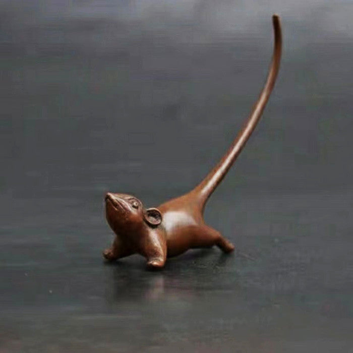 ANTIQUE SOLID BRONZE ornament with long tail rat