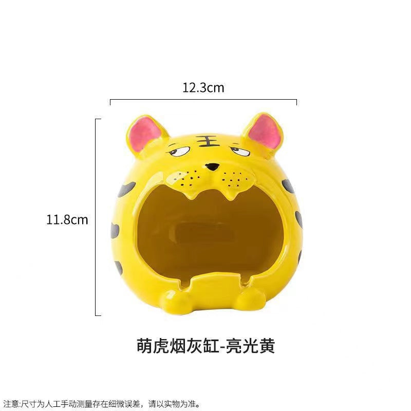 Cute tiger ashtray creative household ceramic living room ashtray decoration