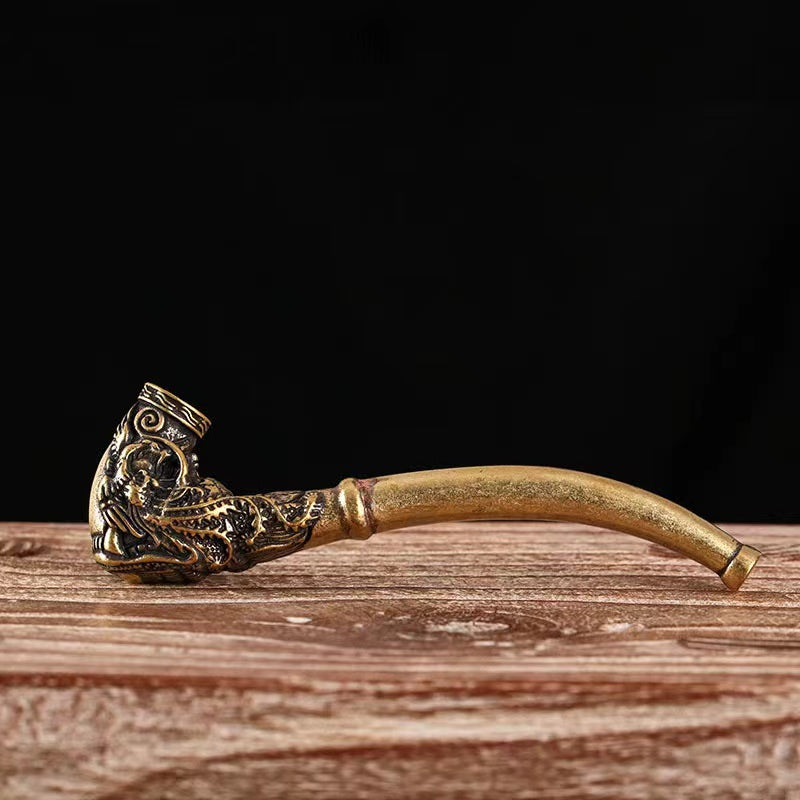 Cigarette pure copper dragon and phoenix mouth cup pipe ornaments