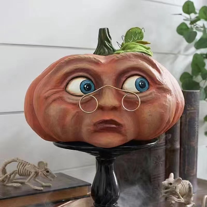 Halloween-------Strange pumpkin human head resin ornament